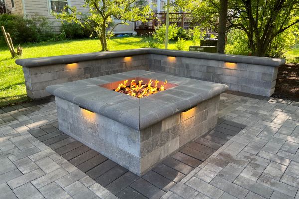 A firepit done by our hardscaping contractors